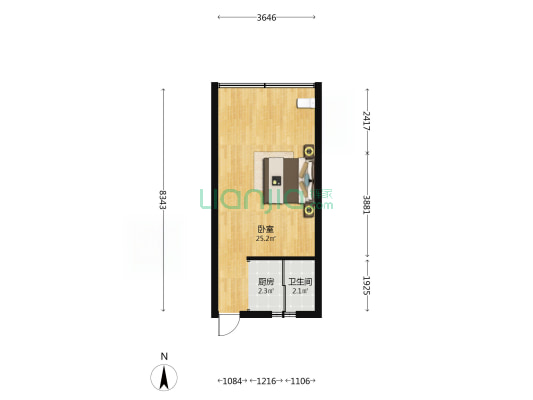 屋仔村 1室0厅1卫 44平方