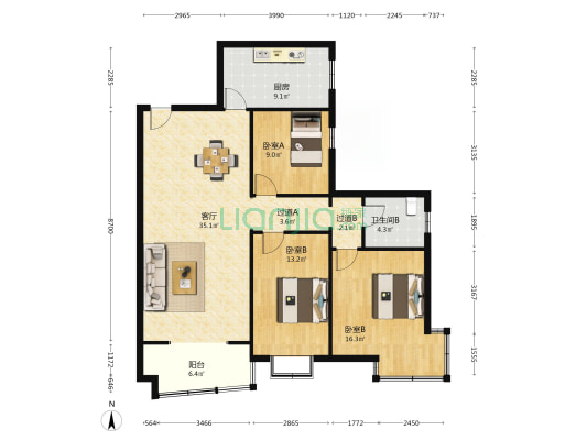 金泉大厦 3室1厅1卫 127平方