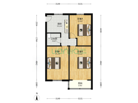东采莲巷散盘 3室0厅1卫 68平方