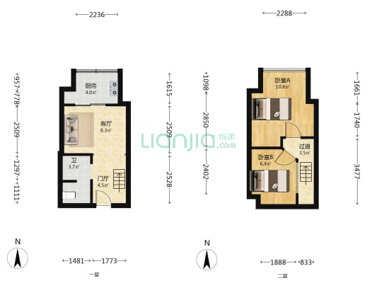 轻奢国际 2室1厅1卫 34平方