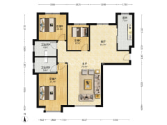 精装修 西户H户型 2明卫 满五 低楼层拎包入住-涿州鸿坤理想湾南区户型图