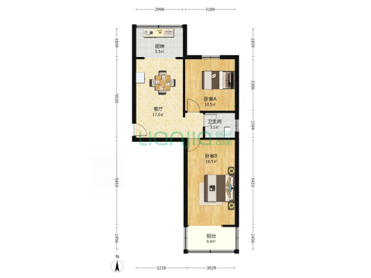 物资总公司小区 2室1厅1卫 72平方