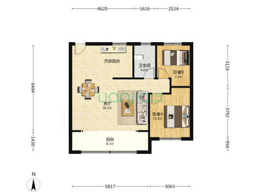 时代芳华 2室1厅1卫 89平方