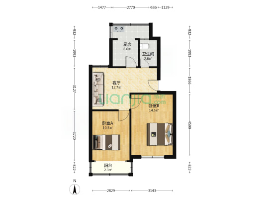 清浦区委宿舍 2室1厅1卫 63平方