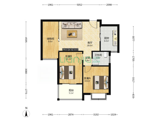 22小区 2室1厅1卫 98平方