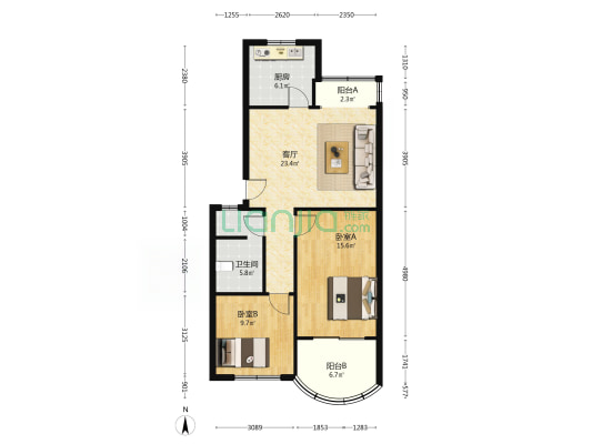 石佛乡政府家属院 2室1厅1卫 84平方