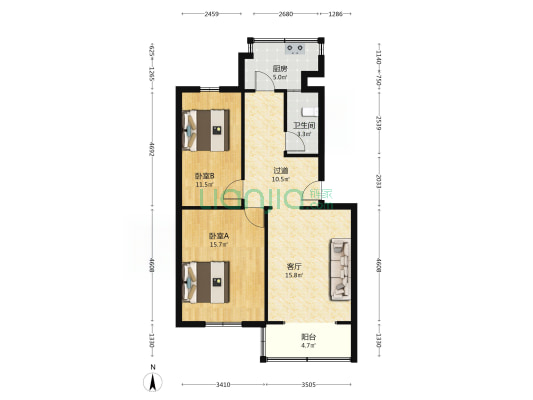 祥云路25号院 2室1厅1卫 82平方