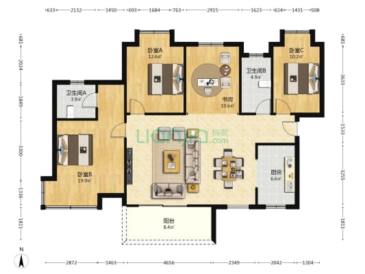 湘林熙水豪庭 4室1厅2卫 143平方