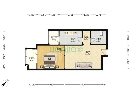 明波公寓 1室1厅1卫 78平方