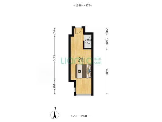 万科城际之光   南向一居  精装修   随时看房-户型图
