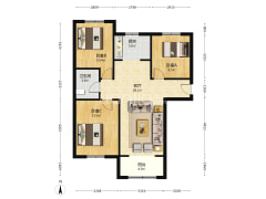 鹏渤印象城牛津花园 3室1厅 南 北-涿州鹏渤印象城牛津花园户型图