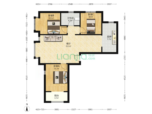 房本满二年 全明户型 看房提前约-户型图