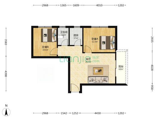 金宝小区 2室1厅1卫 73平方