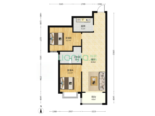 晋西和平东苑 2室1厅1卫 93平方