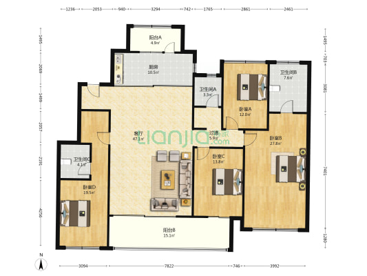 绿城·云庐 4室1厅3卫 209平方