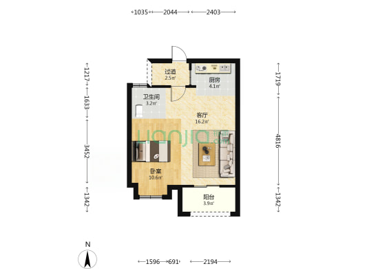 中南·樾府 1室1厅1卫 47平方