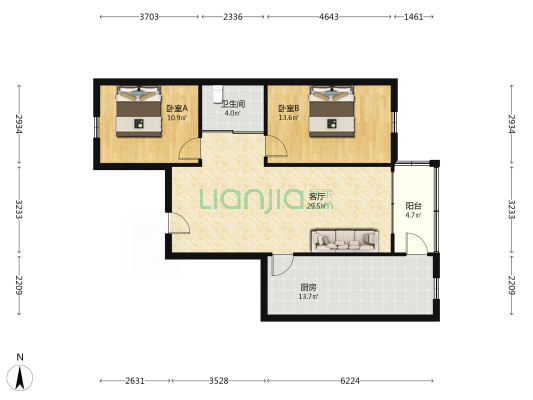 湖光南区 2室1厅1卫 97平方