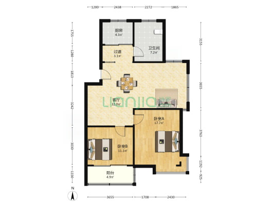 石牌一村 2室1厅1卫 95平方
