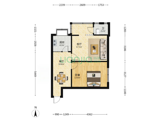 如安街54号 1室2厅1卫 48平方