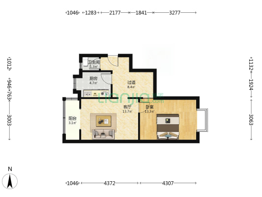育婴堂街28号 1室1厅1卫 53平方