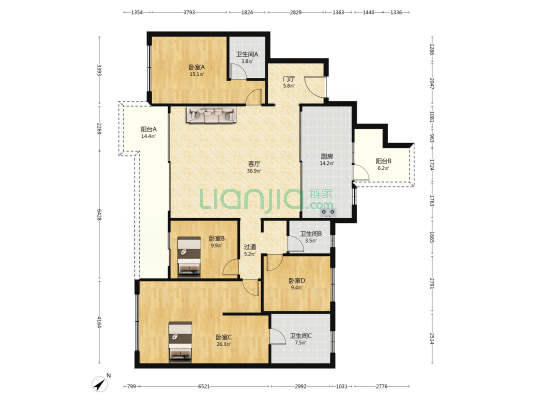 龙湖天屿 4室1厅3卫 175平方