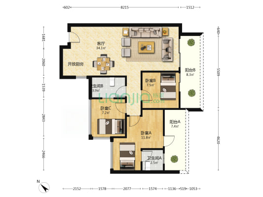 未来方舟 3室1厅2卫 97平方
