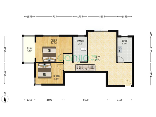 小区环境良好，车位充足，房本满二，随时看房有钥匙-户型图