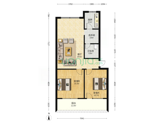 蔡家碾巷38号小区 2室1厅2卫 73平方