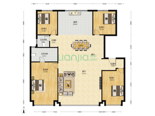 新东升宸园 4室1厅2卫 221平方