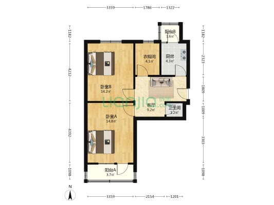 东风里 2室1厅1卫 64平方