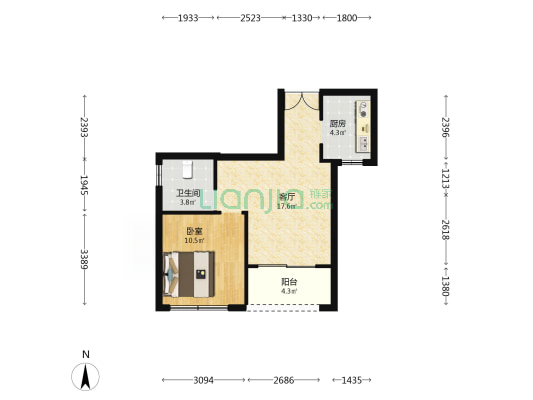 启越府 1室1厅1卫 59平方