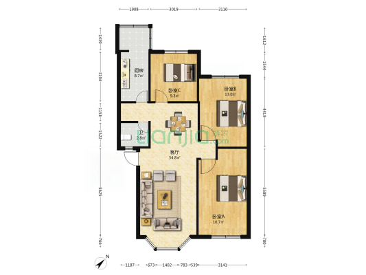 广都上街139号附3号 3室1厅1卫 101平方