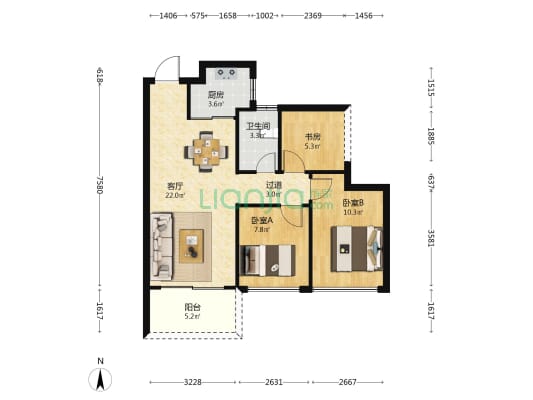 禹洲五经嘉誉名邸 3室1厅1卫 77平方