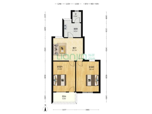 白沙路43号 2室1厅1卫 72平方