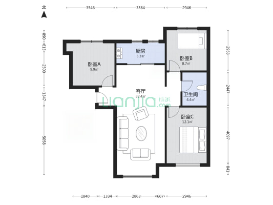 此房税少 好楼层 全天采光无遮挡-户型图