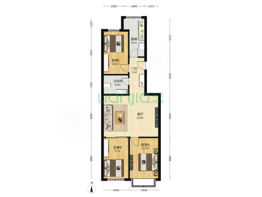 馥郁苑二期 3室1厅1卫 90平方