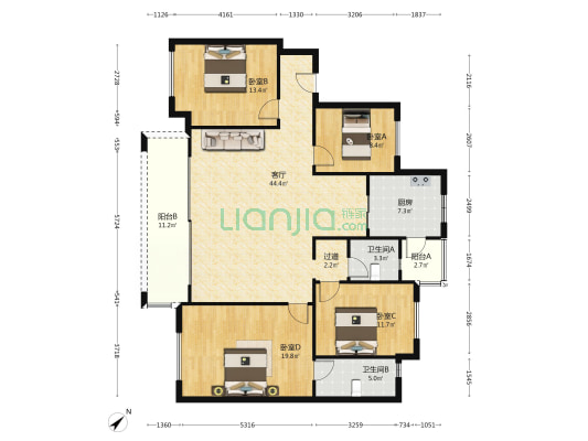 蓝光领誉 4室1厅2卫 148平方