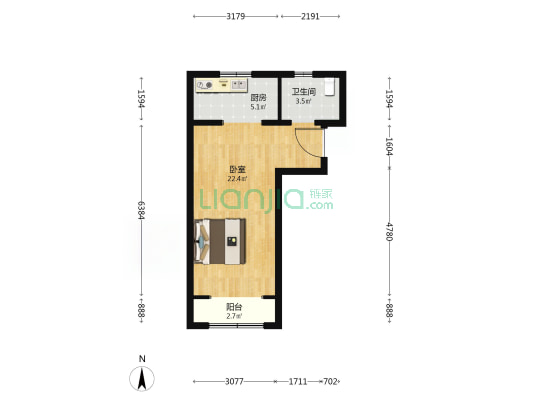 吴庄东路7号院 1室0厅1卫 50平方