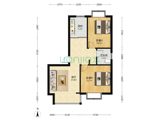 崇阳世家 2室1厅1卫 71平方