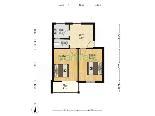 开封市劳教所家属院 2室1厅1卫 47平方