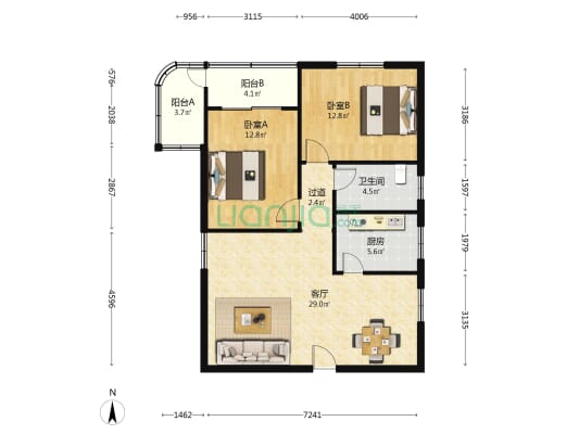 长沙电信分公司308大院宿舍 2室1厅1卫 84平方