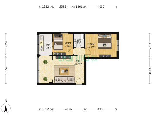 菊乐路98号 2室1厅1卫 50平方