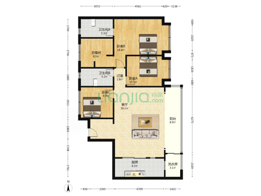 越秀·天樾云锦 3室1厅2卫 142平方