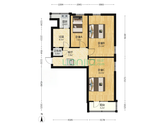 纺织宿舍 3室1厅1卫 70平方