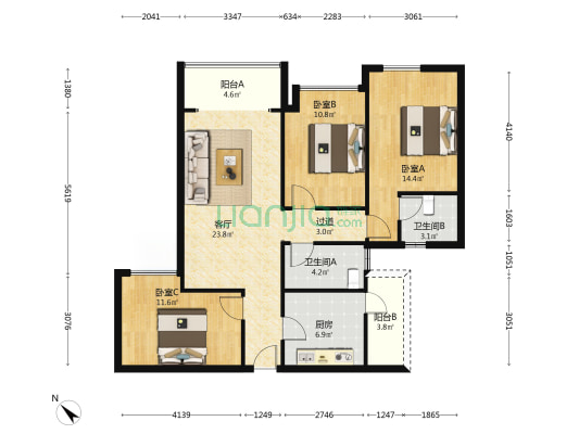 中交凤凰华府 3室1厅2卫 105平方