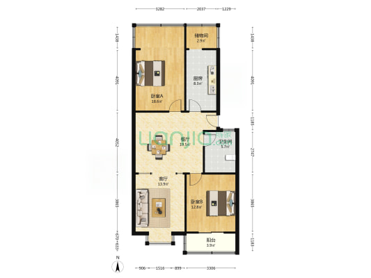 巢湖西路联建楼 2室2厅1卫 104平方