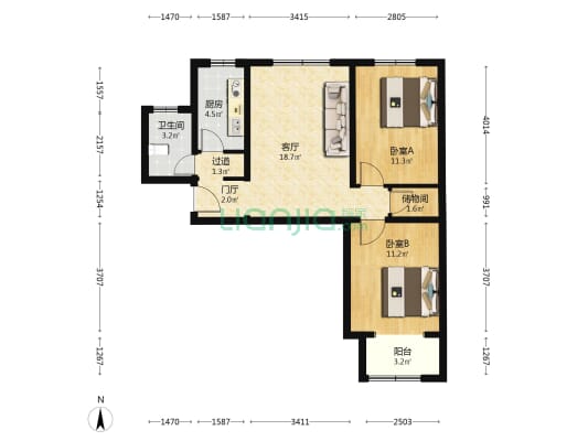 金水洼街5号院 2室1厅1卫 78平方