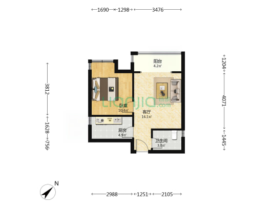 太平盛世D区 1室1厅1卫 49平方