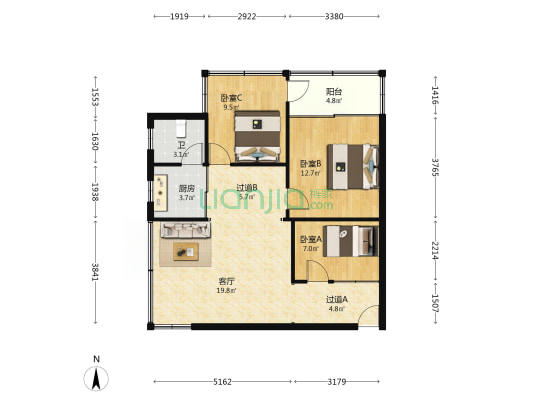 东莞庄一横路 3室1厅1卫 85平方