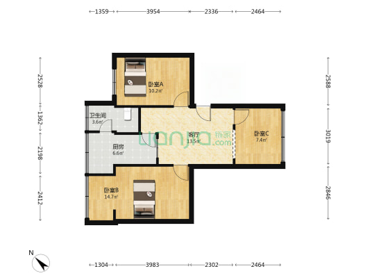 文家东巷2号 3室1厅1卫 60平方
